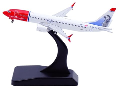 Miniatyr Flygplansmodell 9 Cm For Norwegian Air B737 MAX8 EI-FYB Modellplan I Skala 1:400, Gjuten Flygplansdisplay For Flygentusiaster Replika flygplan smodeller
