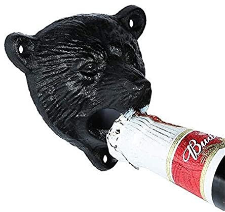 VAYEODEYU Sacacorchos， Abridor de botellas de cerveza de hierro fundido de pared, color negro, 8,6 x 8,7 x 5,8 cm (3,1 x 3,4 x 2,3 pulgadas)