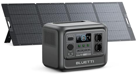 BLUETTI Elite 100 V2+350W 1024Wh & 1800W Générateur Électrique Portable | 35% plus compacte. 4 prises CA. Panneau 350W inclus. Idéal camping et urgences.