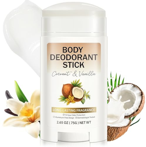 Whole Body Deodorant Stick for Men & Women - Aluminium Free Deodorant, Solid Perfume Antiperspirant with 24H Freshness, Multi-Use Odour Control For Men & Women - Coconut Scent