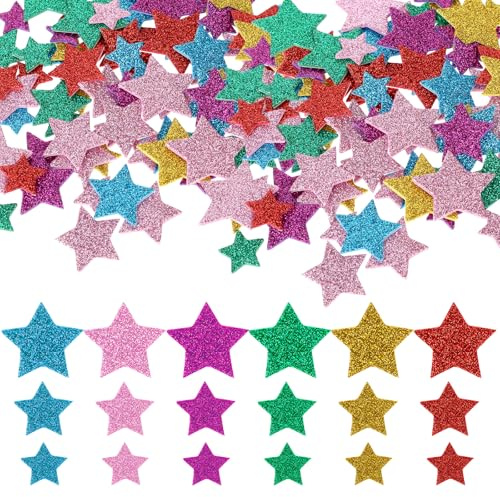180 Stück Sternaufkleber Moosgummi Sterne Glitter Glitzernde Schaumstoffaufkleber Abziehbilder Zum Basteln Sternschaumaufkleber Selbstklebende Wandaufkleber für Sammelalben Grußkarten
