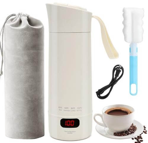 Reisewasserkocher Klein, 400ml Mini Wasserkocher, Tragbarer Elektrische Wassertasse mit Automatischer Abschaltung, Auto Electric Kettle, 304 Stainless Steel Liner - 4 einstellbare Temperaturstufen