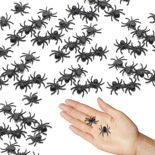 OIXEYA 100 PCS Ragni Halloween, Ragno Finto Realistico, Decorazioni Ragnetti Plastica, per Casa Stregata Halloween Decorazioni per Feste a Tema Horror