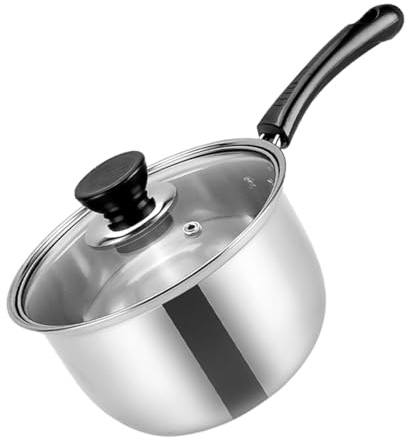 TOYZFRIENDY Cazo de Acero Inoxidable con Tapa Antiadherente Mango Ergonómico Resistente al Calor Olla Multifuncional para Leche Sopas y Pasta Compatible con Cocina de Inducción