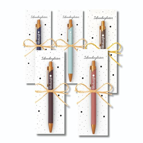 Milaboo® Glücksstifte Inspiration – 10er Set in 5 Farben (je 2 Stück) | Geschenkstifte, Mitgebsel & Ideenbegleiter – fertig verpackt zum Verschen (10er Set Inspiration)