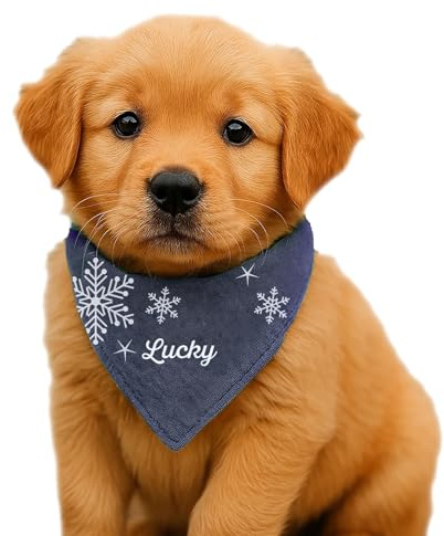 30 Farben 3 Größen Hunde Halstuch Weihnachten Personalisiert Dreieckstuch aus Musselin Gaze 100% Baumwolle mit Name Personalisierung aus OekoTex zertifiziertem Druckmaterial Geschenk