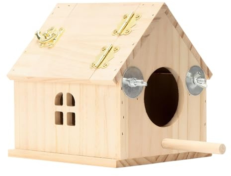 Fågelholk För Parakiter - Tillbehör För Fågelburar I Trä, Tillbehör Fr Husdjursfena, Avel, Papegojor Och Dvärgpapegojor, Robust Konstruktion | Wood Cockatiel, Canary, Cac Säker Häckmiljö