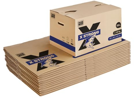 Pack and Move - Lot de 15 Cartons Déménagement X Strong - 60 x 40 x 40 cm - Charge 40 kg - Extrême Résistance - Grande Capacité