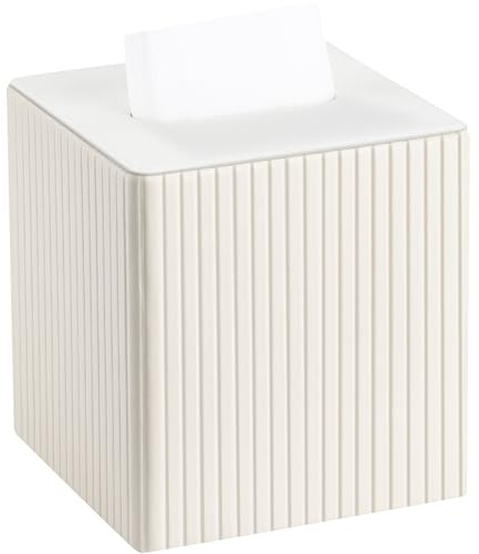 KINGFOM Taschentuchbox-Halter, Würfel, moderne quadratische Taschentuchbox-Abdeckung für Wohnzimmer, Schlafzimmer, Badezimmer, eleganter Taschentuchhalter aus PU-Leder für Zuhause und Büro, Dekor