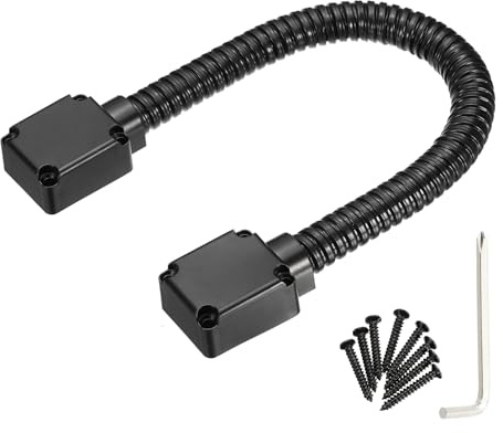 PATIKIL Armored Loop Power Transfer (480mm Long, Fit 14mm(0.55), Black) Metal Flexible Gooseneck Exposed Mounting Sleeve Door Cable Protector with ABS End Cap, Suit for - Access System