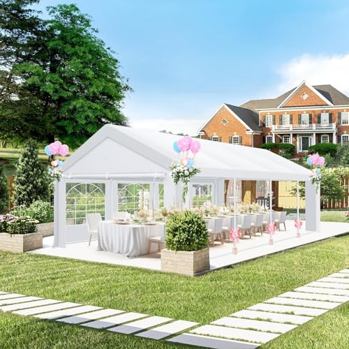 COBIZI 13x26 FT Party Tent Heavy Duty, Large Outdoor Event Tents for Parties with 8 Sidewalls & Built-in Sandbags,Waterproof Wedding Canopy Gazebo Commercial Tent for Carport,Camping,Patio,Windproof