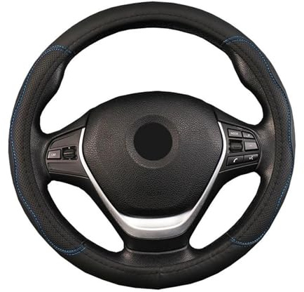 Lenkradabdeckung Auto LKW Leder Lenkradbezug Mit Prägung Lenkrad Für Durchmesser Schutzhülle(Blau,50CM)