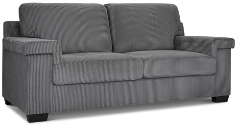 Bravich Enzo 3 Seater Sofa, Grey Corduroy Fabric Couch with Adjustable Dual Seating Positions, Large Settee with Solid Wood Frame and Thick Foam Cushions
