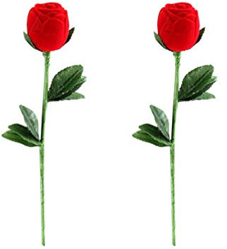 Amosfun 2stücke Rosen-ringbox Aus Atmungsaktivem Material Ringhalter Mit Rosenblüten-design Schmuckbehälter Für Hochzeit Und Geburtstag Realistische Aufbewahrungsbox Für Ringe