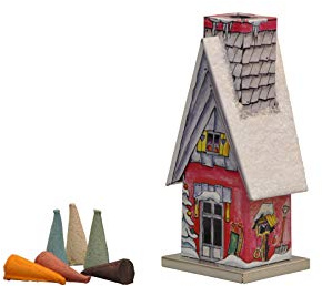 KNOX Räucherhütte aus Metall - Motiv: Winterhütte - für Räucherkerzen der Größe M