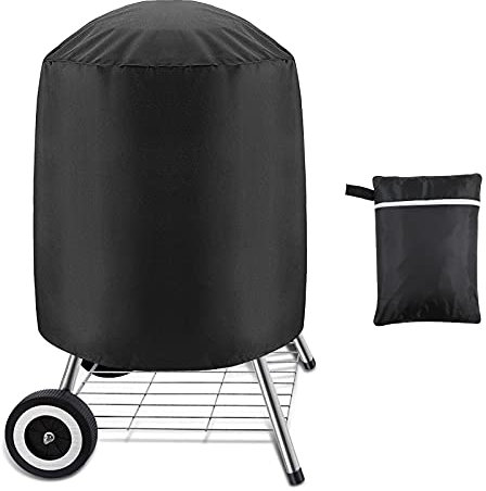 Victarvos Grillabdeckung für Kugelgrill 57 cm, Grill Abdeckung Wasserdicht und Winddicht, Grill Abdeckhaube Rund, Größe 77 x 58 cm, Schwarz