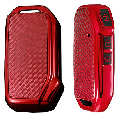 ontto Autoschlüssel Hülle für Kia Sportage R GT Stinger GT Sorento Ceed CD Cerato Forte Soul NIRO 2018 2019 Fernbedienung Cover TPU Schlüsselhülle Schlüsselanhänger Schlüssel Schutz Etui 3 Taste-Rot