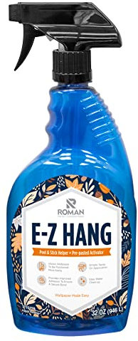 ROMAN E-Z Hang Peel & Stick Wallpaper Helper + Pre-Pasted Activator, Clear, Non-Staining, 946ml