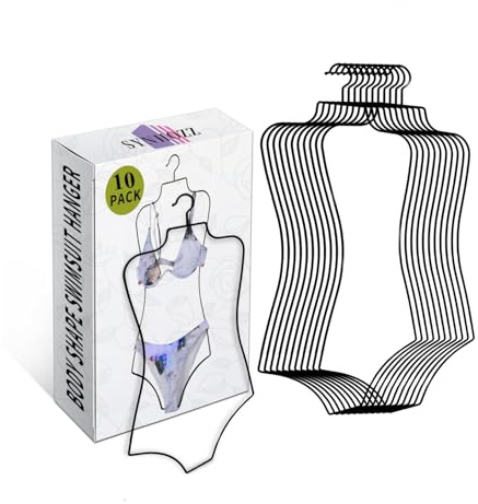 SYNHOZZ Schwarz Draht Körperform Display Kleiderbügel Dessous Kleiderbügel (Schwarz) 10er Pack Metall Bikini Badeanzug Drahtbügel