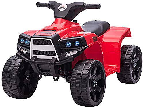 HOMCOM 6V Kids Electric Ride on Car All Terrain Vehicle Toy Quad Bike With Headlights for Toddlers 18-36 months Red