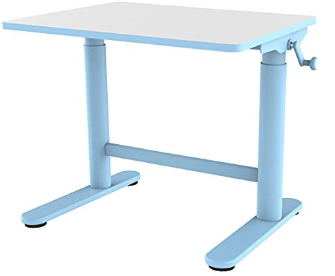 Spacetronik Kinderschreibtisch Höhenverstellbar Manuell 80x60 cm | Ergonomischer Kindertisch mit Kurbel, ab 6 Jahren, Verstellbar 49–70 cm, Abgerundete Ecken, Rucksackhaken
