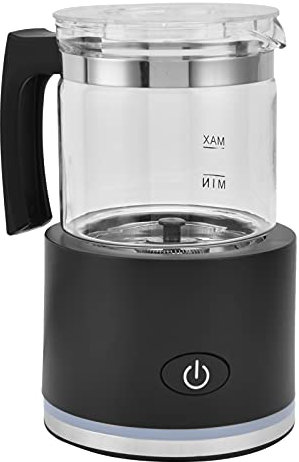 Espumador de leche, vapor de leche enchufe EU 220-240V sin ruido fabricante de espuma de leche para café para el hogar (Vidrio negro)
