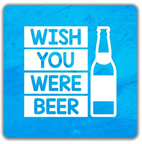 Shopagift Wish You Were Beer 2 Pack Coasters - 9cm x 9cm
