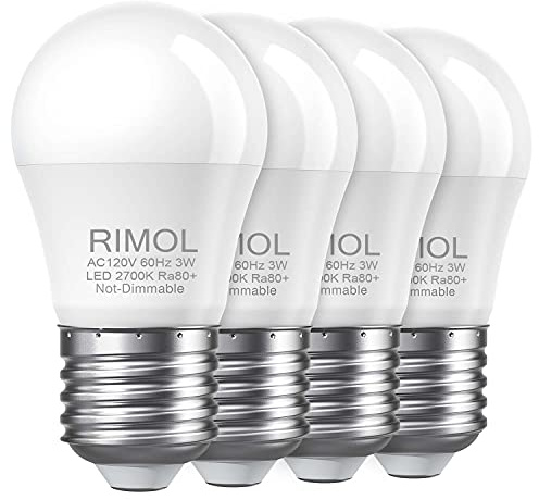 RIMOL 25 Watt Light Bulbs Equivalent, A15 3W LED Bulb Soft White 2700K Energy Saving Low Watt Light Bulbs, E26 Base Bulb for Bedroom(4 Pack)