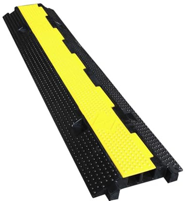 ADO - Pasacables de Suelo de Caucho Doble Vía 100x25x4 cm | Protector de Cables para Suelo Exterior, Antideslizante, Resistente a la Intemperie | Negro, 1-Protector de Cable, Caucho