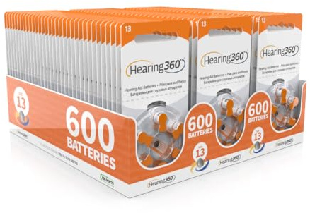 Lot de 60, 120, 180 piles pour appareils auditifs 10 jaune, 13 orange, 657 bleu, 312 marron (600, 13 orange)