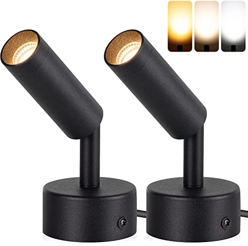 URTOM 2 Pack Dimmable LED Uplights Indoor, 3000K/4000K/5000K Adjustable Spot Lights Indoor for Plants, Pictures, Artwork with 10 FT Plug Cord