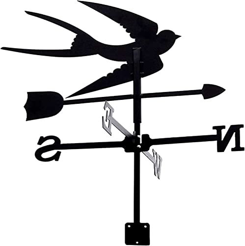 Girouette Hirondelle, décoration girouette, Kit d'indicateurs de Direction du Vent extérieur Jardin pelouse Support en métal girouette