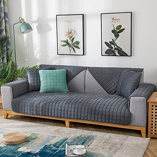 WYJHNL Sofabezug/Sofahusse, Sofabezüge/Schonbezüfe Super Weicher Flanell Dick Warm überwürfe/Sofaschoner Bequemer Plüsch rutschfest Decke Möbelschutz Für Wohnzimmer 70 * 150cm Dark Gray