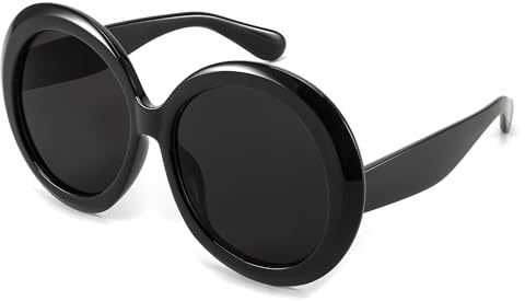 FEISEDY Übergroße Runde Sonnenbrille Damen Herren Partybrille B0017 | Retro Große Brille, für Party Konzert Rave Festivals, UV400 Schutz
