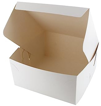 Culpitt 6 x 6 White Bakery Boxes - 10 Pack | 15.0 x 15.0 x 7.5cm, Food-Safe & Recyclable Card, Easy To Assemble, Ideal For Cakes, Cookies & Takeaways