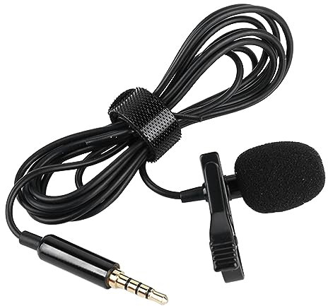 Clip Mic, 3.5mm 360 Degrés Omnidirectionnel Lavalier Microphone Clip on Mic, pour Smartphone Ordinateur Portable, avec Câble de 4.9ft, pour Enregistrement Vidéo Youtube Vlog