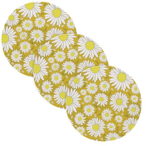 Topfuntersetzer, weiße Chrysanthemen-Blume für heiße Töpfe und Pfannen, 38,1 cm, Baumwollgarn, gewebt, Küche, heiße Pads zum Kochen, Topf, Tellerhalter, 3 Stück