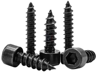 50 Stück Kohlenstoffstahl M2 M2,6 M3 M3,5 M4 Schwarze Holzschraube Innensechskant selbstschneidende Schrauben (Size : M2-8mm(50pcs))