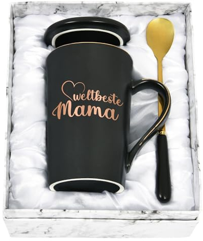 Joymaking Kaffeetasse Weltbeste Mama - Geschenk für Muttertag, Geburtstag, Weihnachten - Tasse mit Spruch Weltliebste Mama, Schwarz 400ml
