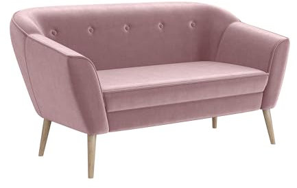 MEBLINI Mini Sofa 2-Sitzer für Wohnzimmer - Mini Lounge für Zwei Personen - Küchensofa - Sofa Klein - Doris - 2 - Rosa Samt