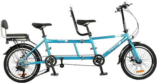 Bicicletta pieghevole Biciclette tandem pieghevoli da 20 pollici Bicicletta da crociera da spiaggia per adulti, bicicletta tandem, bicicletta tandem regolabile a 7 velocità Bicicletta da crociera