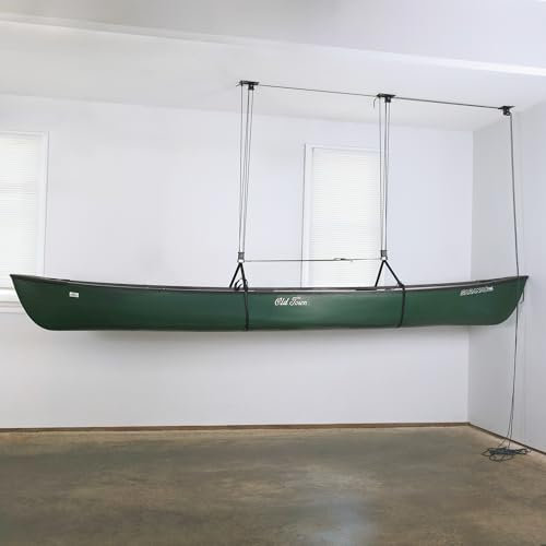 Teal Triangle Heavy Duty Elite Canoe Hoist, Easy-Lift Garage Pulley System, Holds 150 lbs, Fits 8-Foot Ceilings, Patented No-Slip Strap, No Setup Required
