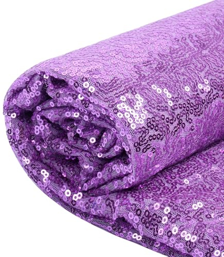 YIEMI Paljetttyg, paljetttyg för fashionabla kläder, leksaksdekoration, paljettduk och gör-det-själv etc. (1 meter, lila)