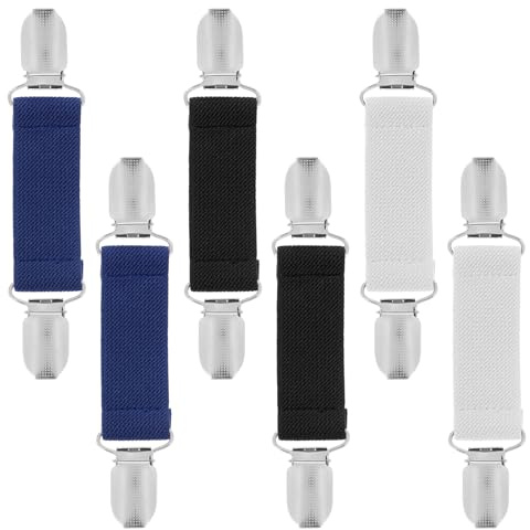 Dimeho 6 Stück Cardigan Pullover Clips Sweater Cardigan Clips Verstellbarer Hosenträger Clip Elastische Kleider Clip Frauen Männer Stiefelriemen Zurück Cinch Gürtel für Jean Hosen Kleider Schal