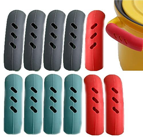 Lipfer Supporto per Maniglia Calda in Silicone 12 Pezzi Protezione Termica per Maniglia per Padella Impugnature Antiscivolo per Copertura Maniglia per Padella per Accessori Cucina