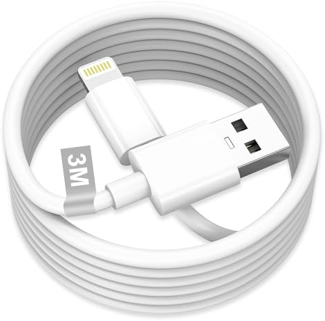Cable iPhone 3M [Certifié Apple MFi], Câble Chargeur iphone cable USB Lightning USB Cordon Fil Chargeur Cable Lightning Charge Rapide pour Apple iphone 14/13/12/11 Pro Max/XS/XR/X/8/7/6/5/SE/iPad