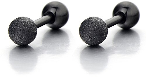 COOLSTEELANDBEYOND 4MM Bilanciere Palla, Orecchini da Uomo Donna, Finto Dilatatore Fake Plug, Acciaio Inossidabile, 1 Paio