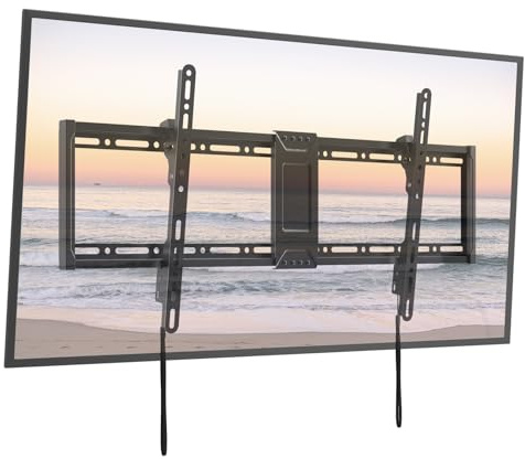 Support Mural TV-Universel Incliné 43-100 Pouces – Fixation Murale Plate Jusqu’à 75kg, Compatible VESA 800x400, pour TV Courbes & Écrans Plats, Noir, Installation Facile, Salon & Bureau