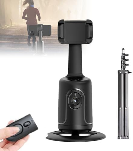 QIeAny Stabilizzatore Cardanico per Smartphone con Tracciamento Automatico, Rotazione A 360°, Controllo Gestuale E Telecomando Wireless | Treppiede Estensibile (66,9 Pollici), Vlogging,Black