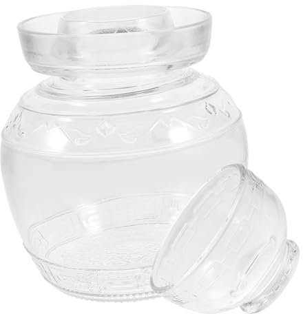 Hemobllo Tarro De Fermentación Para Hogar De Gran Capacidad Frasco Transparente De Vidrio Para Encurtidos y Almacenamiento Doméstico Diseño Seguro Con Sellado De Agua Tradicional Para Conse